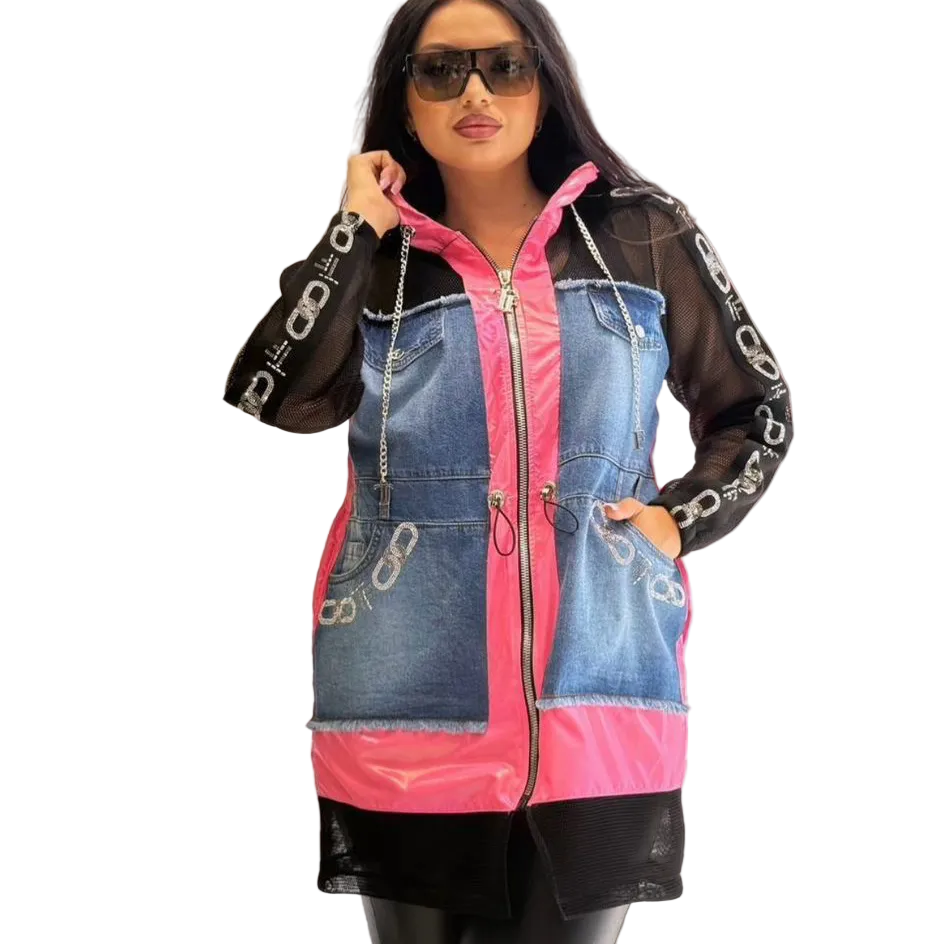 VESTE Longue de Chez TATU 9045 Fermeture zippée pouvant se porter en robe ou en tunique.