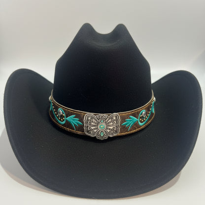 CHAPEAUX de cow-boy style western chic 902 et bohème avec bandeau brodé floral, médaillon central travaillé et finitions premium. l&