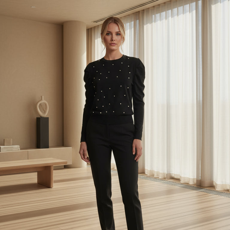 SWEAT SHIRT 7259 fin et léger, tout recouvert de strass  cousues