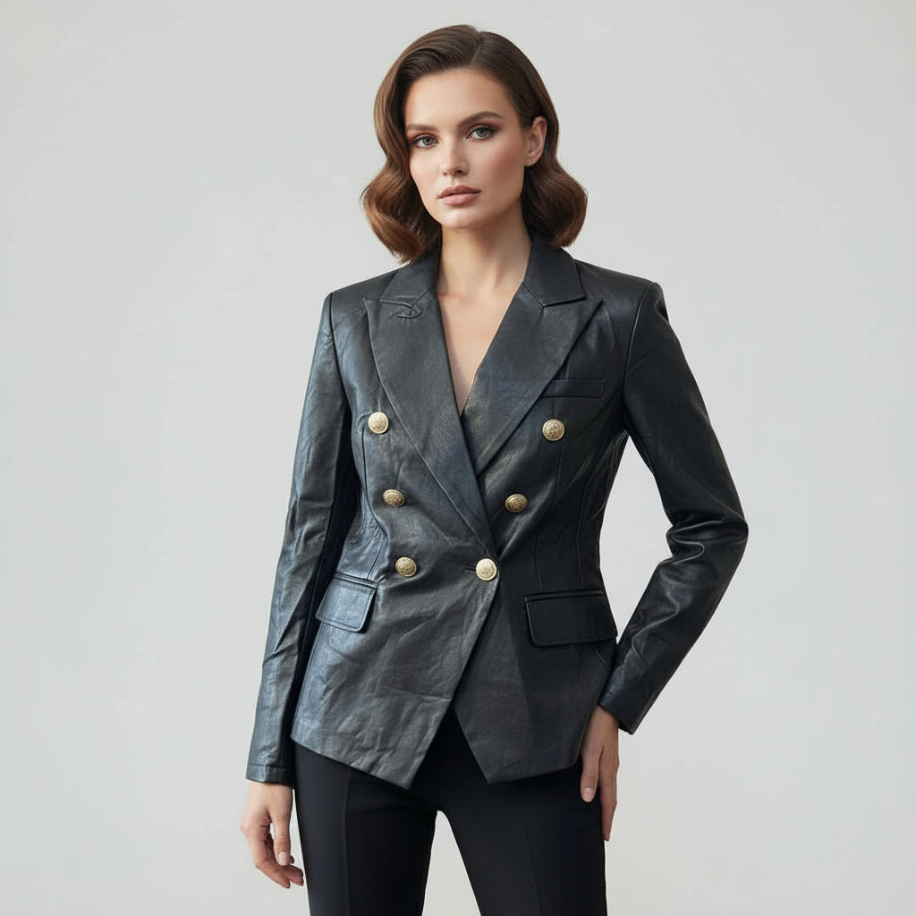 2738 Veste blazer similicuir 100% polyester