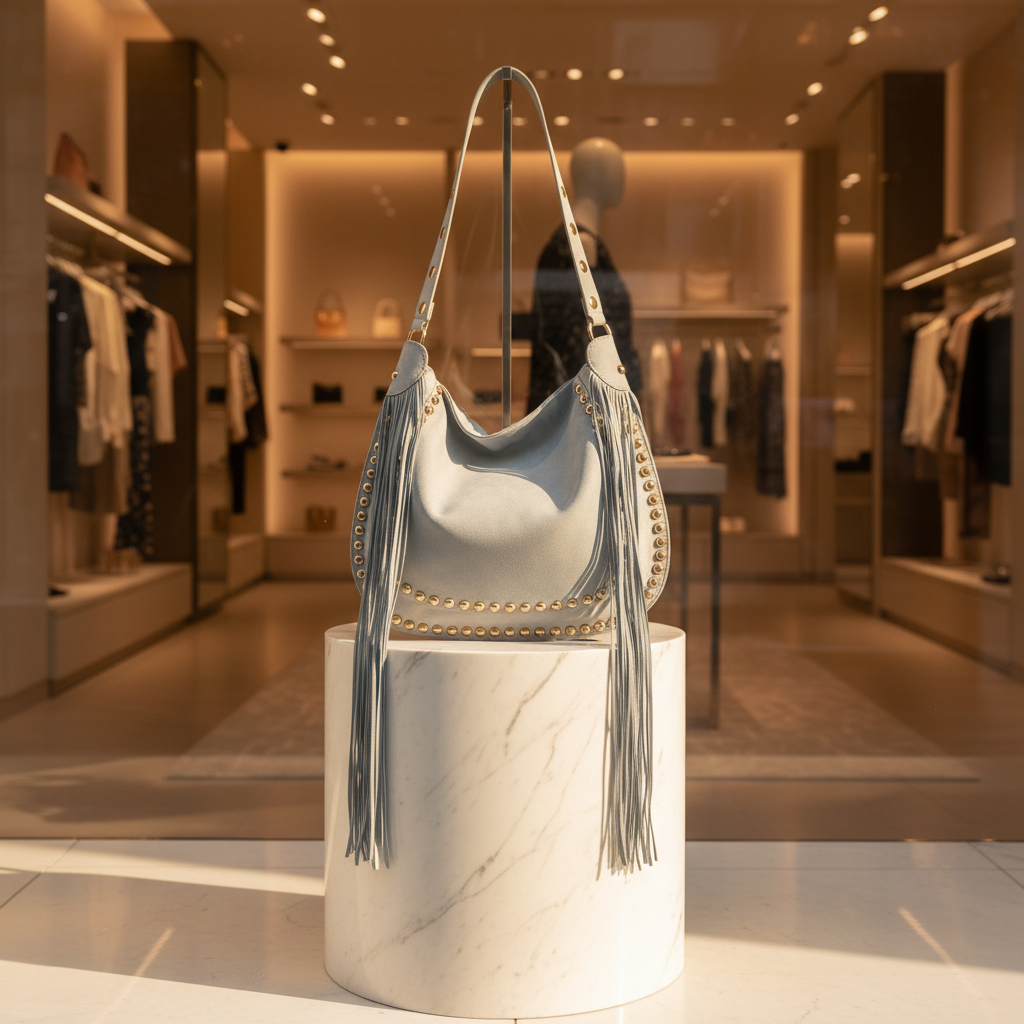 SAC A MAIN 6777 avec des franges esprit bohême chic  avec franges iconiques et détails cloutés dorés l’accessoire indispensable au look vintage et audacieux pour sublimer toutes vos tenues  avec élégance et caractère Taille40cmL/35cmH