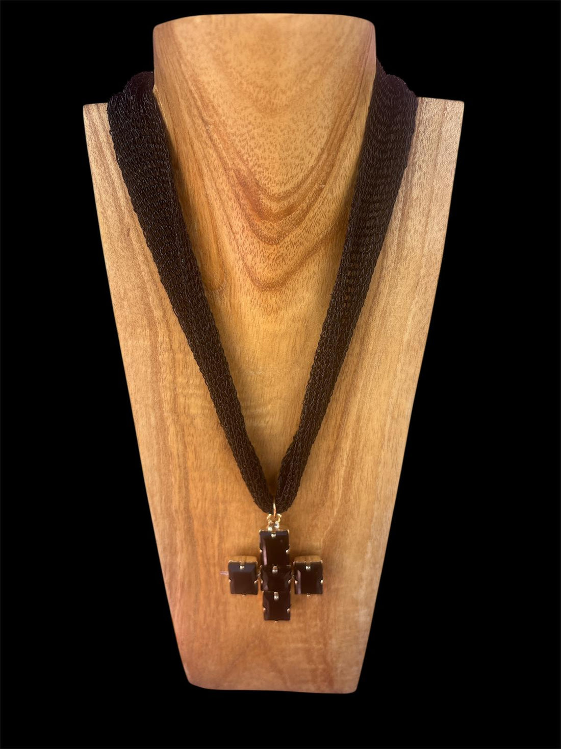 POPUP COLLIER GRAPHIQUE CROIX CRYSTAL NOIR