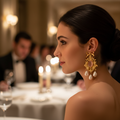 NIIKI 1430 Baroquea deux pièces indépendantes boucles d oreilles ou collier ( pierre de lunes)Tout les bijoux NIIKI en rupture peuvent être en précommande dans un délai de 15 jours ouvrables voir en privé avec Laetitia .