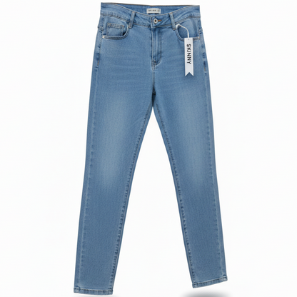 JEANS G70Y Coupe skinny femme bleu clair délavé - coupe slim ajustée, taille haute confortable &amp; stretch - pantalon denim casual tendance été - silhouette élancée &amp; matière souple premium - idéal look quotidien ou sortie chic
