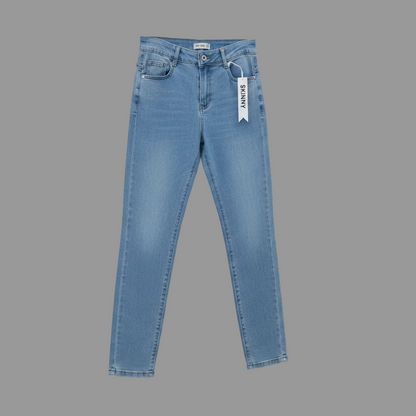 JEANS G70Y Coupe skinny femme bleu clair délavé - coupe slim ajustée, taille haute confortable &amp; stretch - pantalon denim casual tendance été - silhouette élancée &amp; matière souple premium - idéal look quotidien ou sortie chic