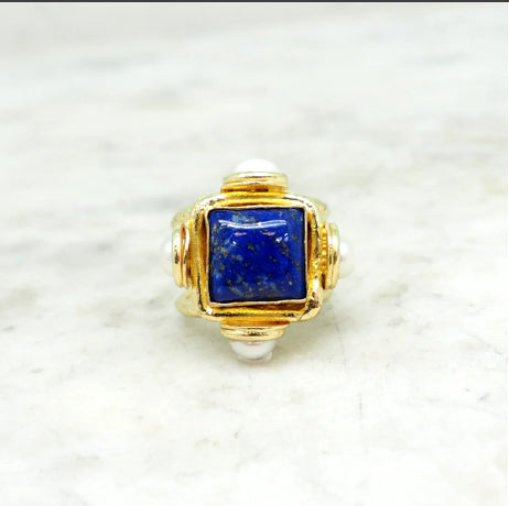 NIIKI 1406 POCCA BAGUE PIERRE LAPIS ET PERLES