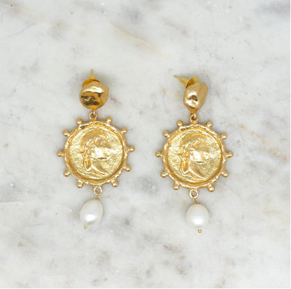 NIIKI 1411 POMPÉI BOUCLES D OREILLES (ORNÉS DE MEDAILLONS GRAVES)