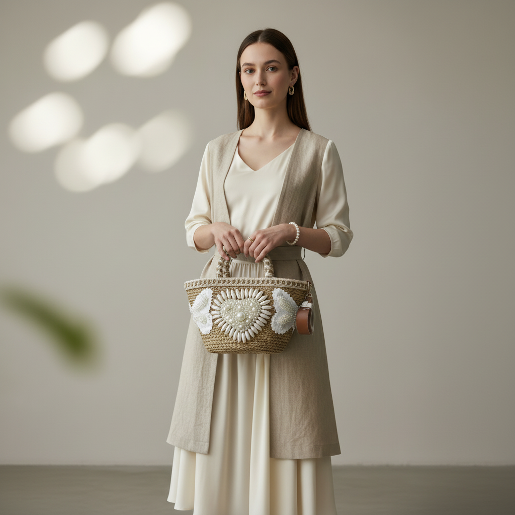 style bohème et romantique mon petit panier de cœur douceur de paille et de perles l&