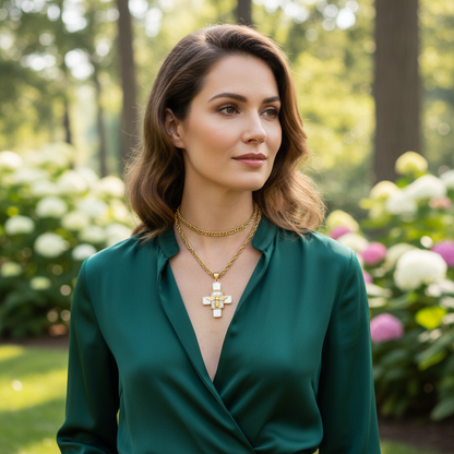 PRECOMANDE 10 JOUR NIIKI PARIS collier(NCN1197) Honey croix abeille nacre (sur commande)