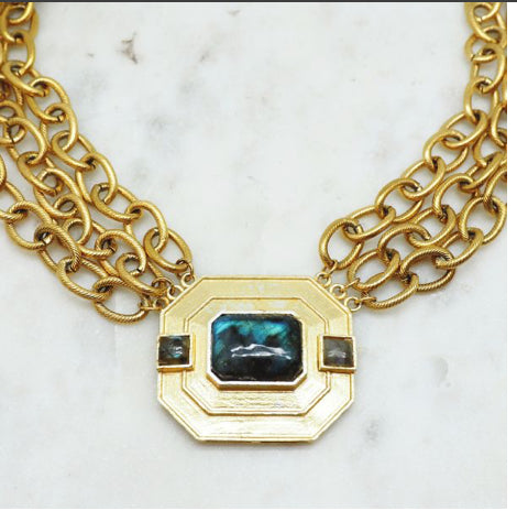 NIIKI 463 GATSBY COLLIER FORME GÉOMÉTRIQUE ( LABRADORITE)
