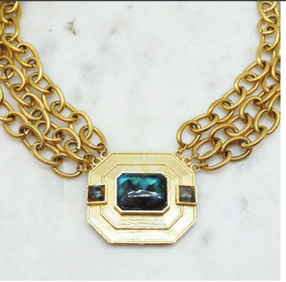 NIIKI 463 GATSBY COLLIER FORME GÉOMÉTRIQUE ( LABRADORITE)