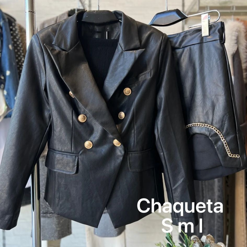 2738 Veste blazer similicuir 100% polyester