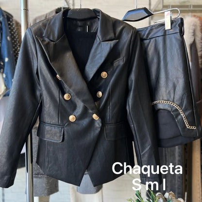 2738 Veste blazer similicuir 100% polyester