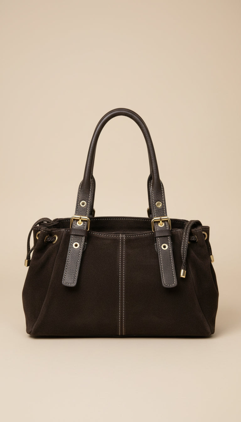 2501 Sac Bi-Matière en Cuir Graîné et Daim avec Anses Réglables pour Port à l&