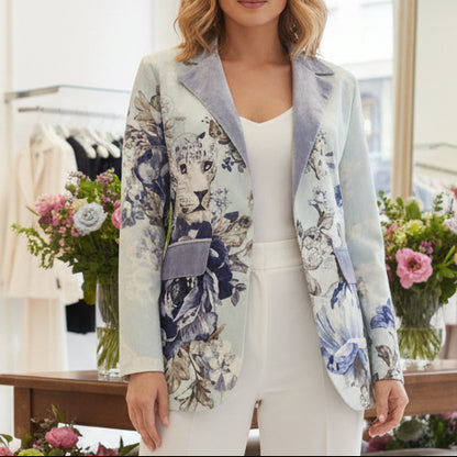 ENSEMBLE TAILLEUR LEGER LUXE  MISSY TRUCKSUIT tailleur pantalon femme , blazer cintré avec motif léopard en strass brillants, coupe élégante chic et originale pour cérémonie ou soirée, ensemble 2 pièces premium.