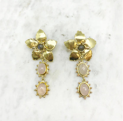 NIIKI 961 RHODES QUARTZ ROSE BOUCLES D OREILLES