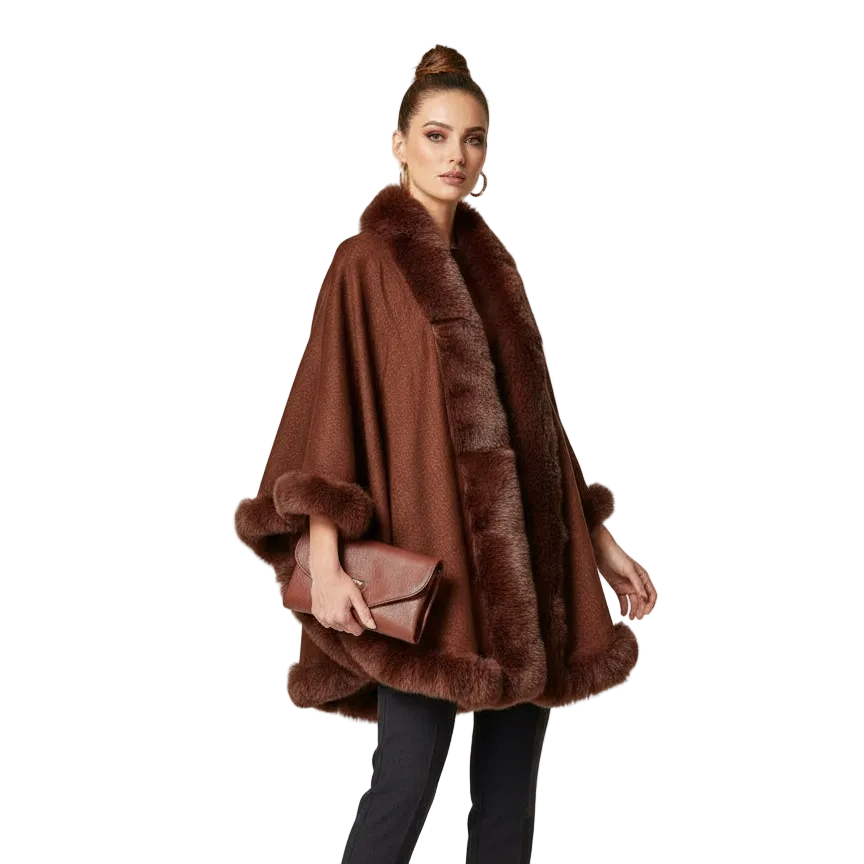 3376 Poncho entièrement fourré confort et élégance