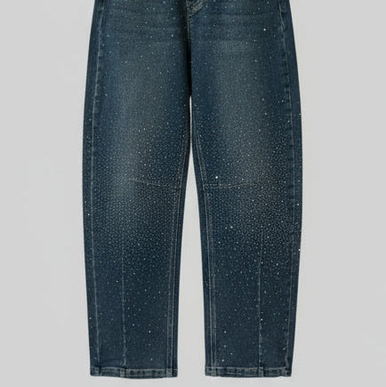 958 Jeans 2007  Strassed Taille Haute Wide Balloon avec Paillettes Élégantes Coupe Jolie et Confortable pour Style Unique et Chic
