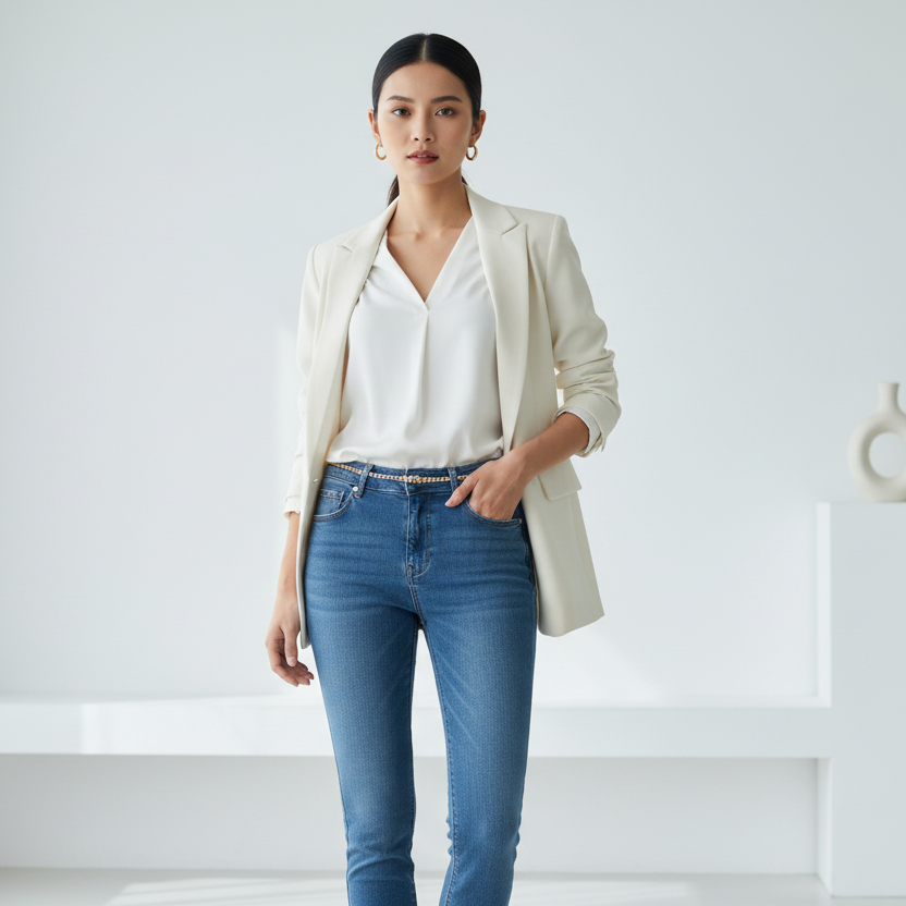 JEANS G70Y Coupe skinny femme bleu clair délavé - coupe slim ajustée, taille haute confortable &amp; stretch - pantalon denim casual tendance été - silhouette élancée &amp; matière souple premium - idéal look quotidien ou sortie chic