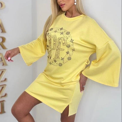 PAPARAZZI 109 Robe courte jaune soleil à motifs en Strass baroques et fleurs, Taille Unique,  robe d&