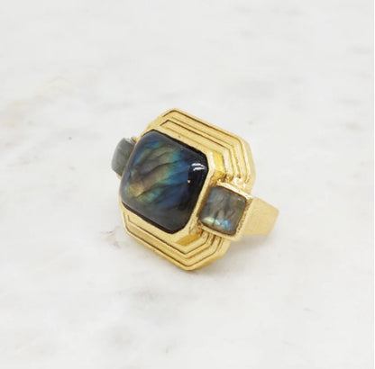 NIIKI 459 GOLDEN ÂGE BAGUE LABRADORITE (PIERRE AVEC DE NOMBREUSES VERTUES)