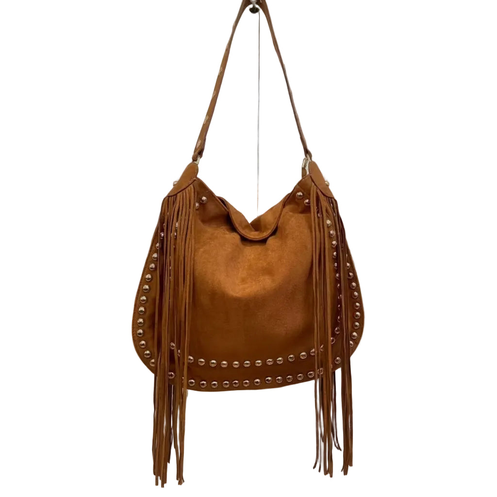 SAC A MAIN 6777 avec des franges esprit bohême chic  avec franges iconiques et détails cloutés dorés l’accessoire indispensable au look vintage et audacieux pour sublimer toutes vos tenues  avec élégance et caractère Taille40x35