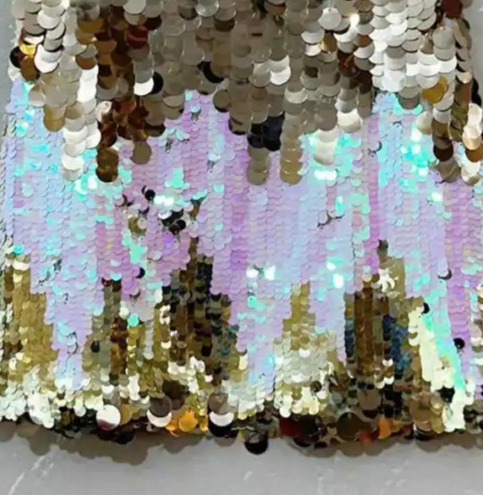 JUPE 797 mi-cuisse de sequins de différentes tailles idéale pour de nombreuses occasions y compris les fêtes 100% polyester (285g)