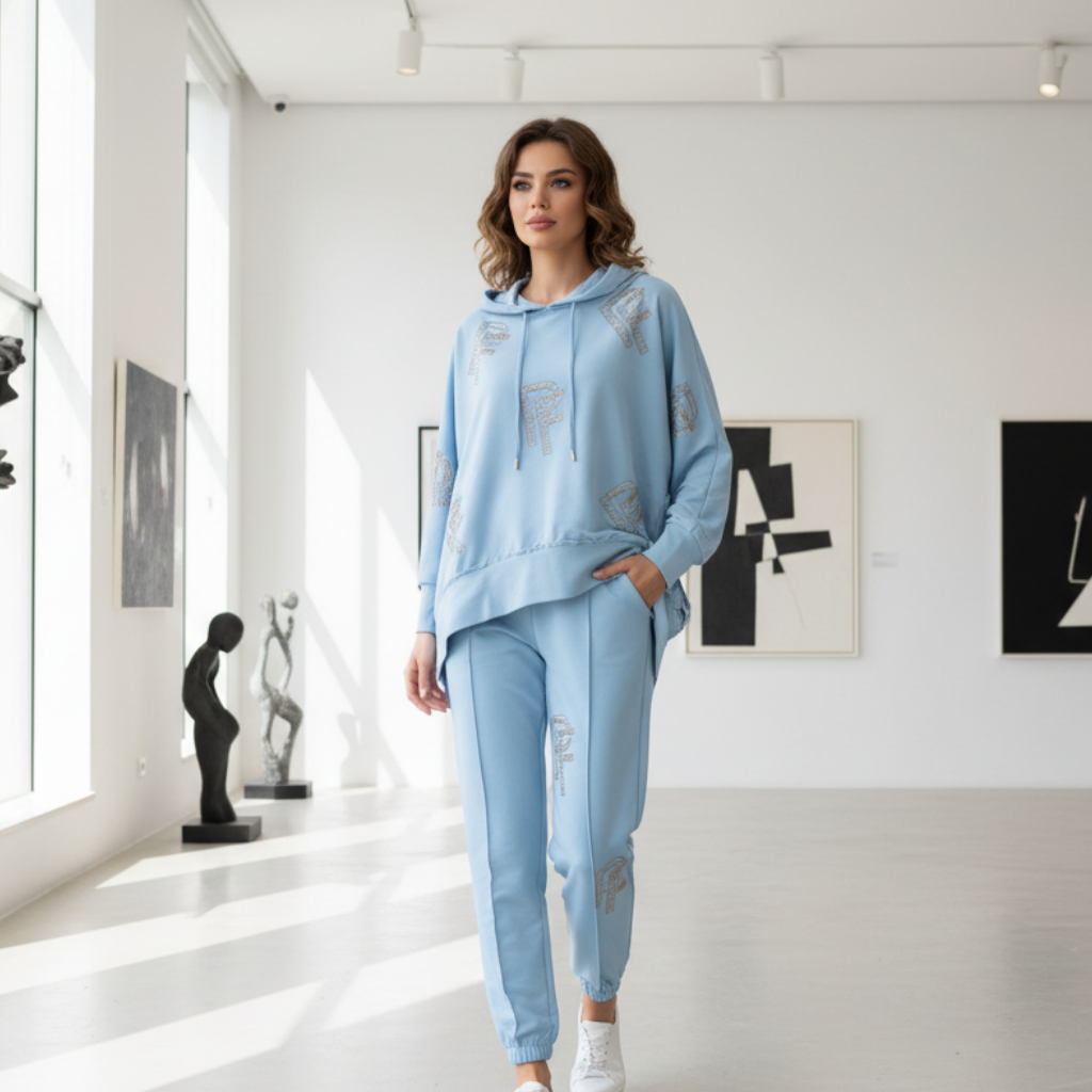 0086 PAPARAZZI ensemble jogging orné de strass.Ces ensembles allient parfaitement le confort du sportswear et l&