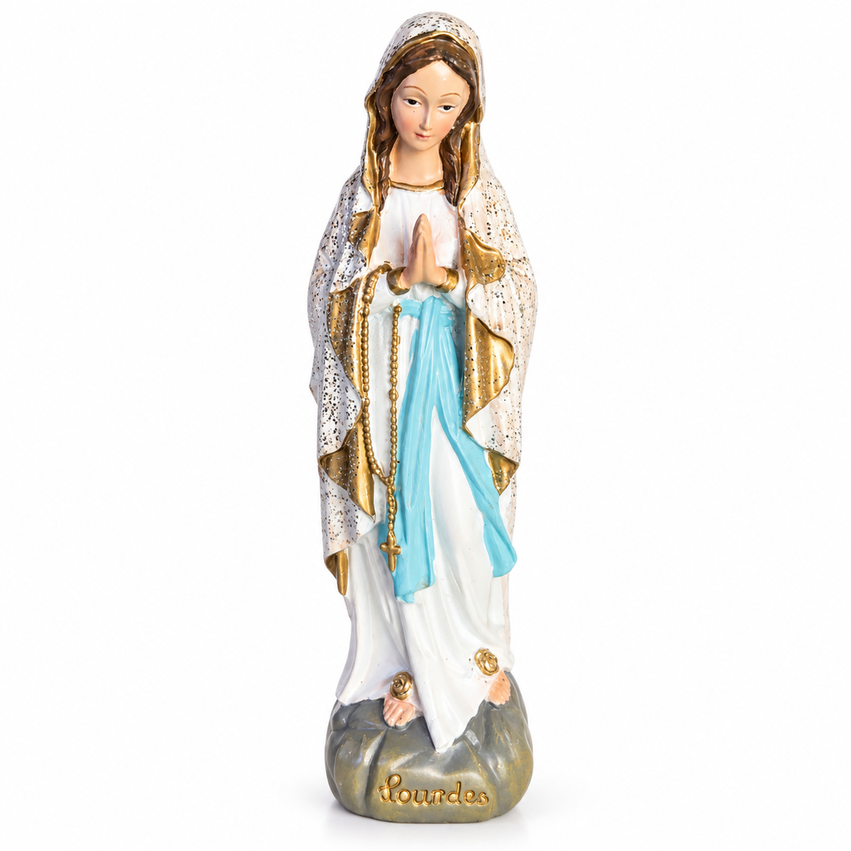 Vierge pailletée 20 cm seule sur fond blanc