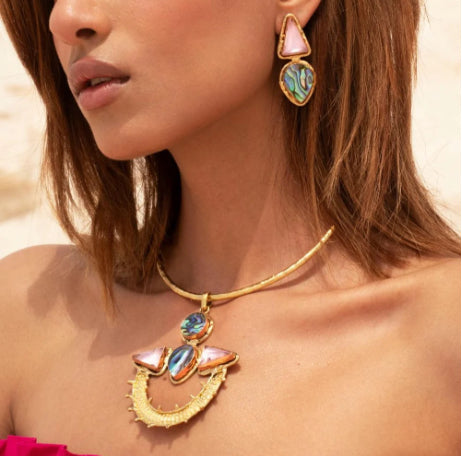 PRECOMANDE 10 JOUR NIIKI PARIS NCE 958 Caledonia boucles d’oreilles(Crystal et abalone) precommande 10 jours