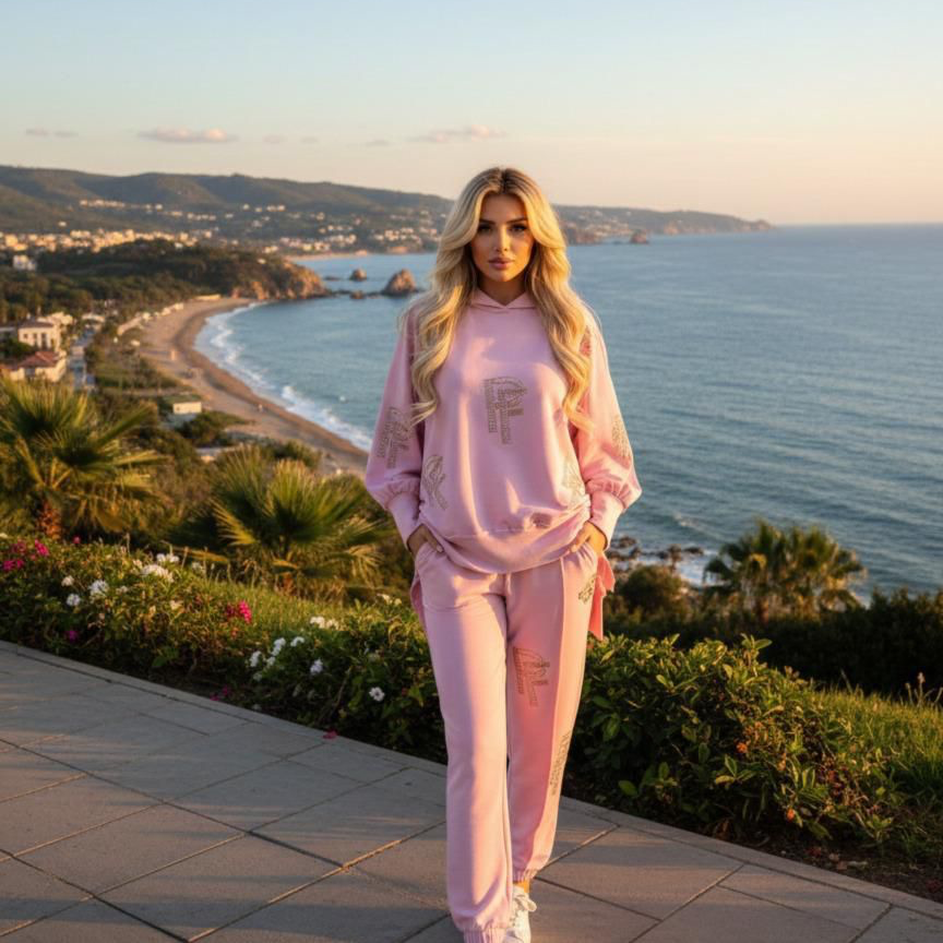 0086 PAPARAZZI ensemble jogging orné de strass.Ces ensembles allient parfaitement le confort du sportswear et l&