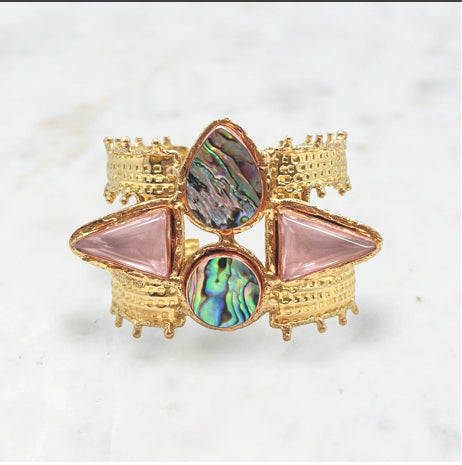 12 NIIKI paris  957 Caledonia bague(crystaux rose et abalone) Tout les bijoux NIIKI indisponibles sont en précommande dans un délai de 15 jours ouvrables voir en privé avec Laetitia .