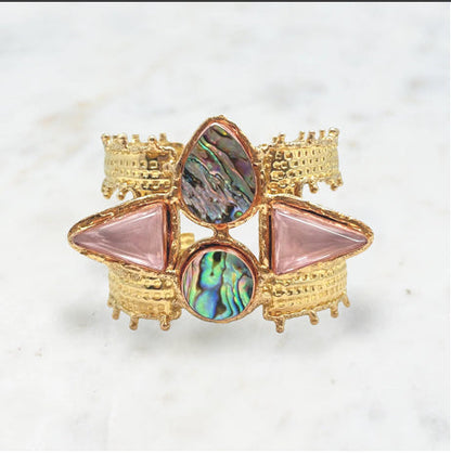 12 NIIKI paris  957 Caledonia bague(crystaux rose et abalone) Tout les bijoux NIIKI indisponibles sont en précommande dans un délai de 15 jours ouvrables voir en privé avec Laetitia .