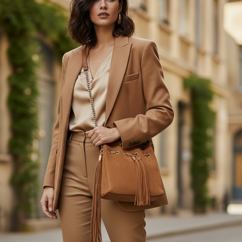 ALEX MAX Sac avec franges latérales chaîne dorée ,sac à main style bohème chaîne dorée chic pour femme – accessoire de mode élégant avec détails tressés artisanaux ,disponible en 3coloris idéal pour sorties et soirées,qualité premium