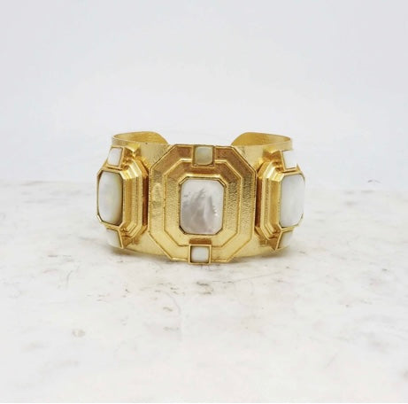 NIIKI 460 ARTY MANCHETTE NACRE FORME GEOMETRIQUE