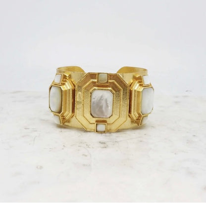 NIIKI 460 ARTY MANCHETTE NACRE FORME GEOMETRIQUE