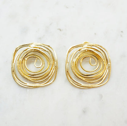 1027 NIIKI collier nuage en laiton recouvert d or (Boucles d’oreilles assorties)