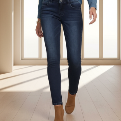 997 Jeans Slim Taille Haute en Denim Bleu avec Élasthanne pour Confort Optimal et Silhouette Affinée Idéal pour Tenue Élégante push up