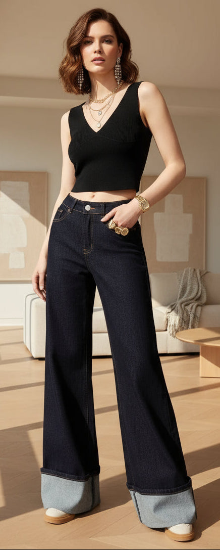 POPUP FB081JEANS TAILLE HAUTE ÉLASTHANNE