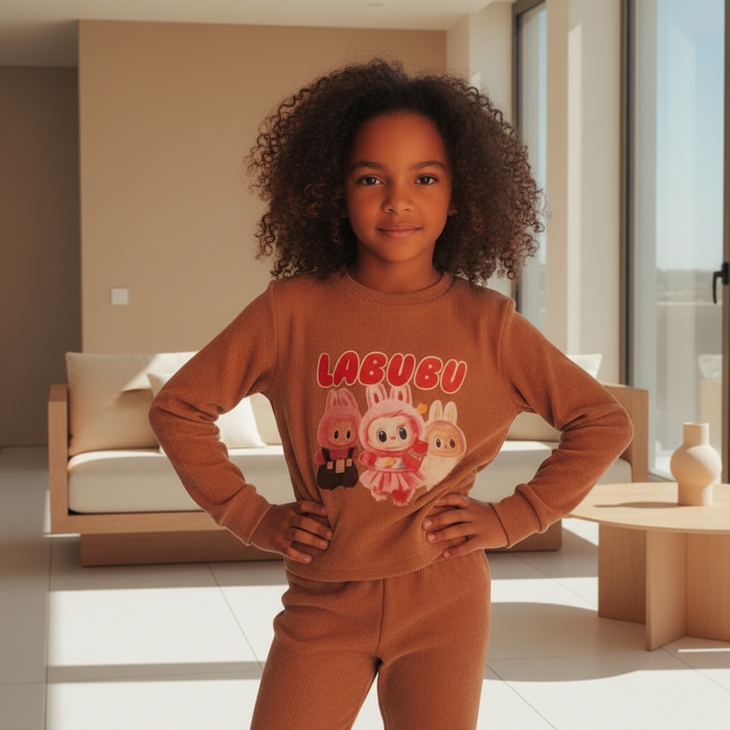 ensemble survêtement premium en velours ultra doux pour petite fille 🎀 look cocooning tendance avec motifs colorés - idéal pour l&