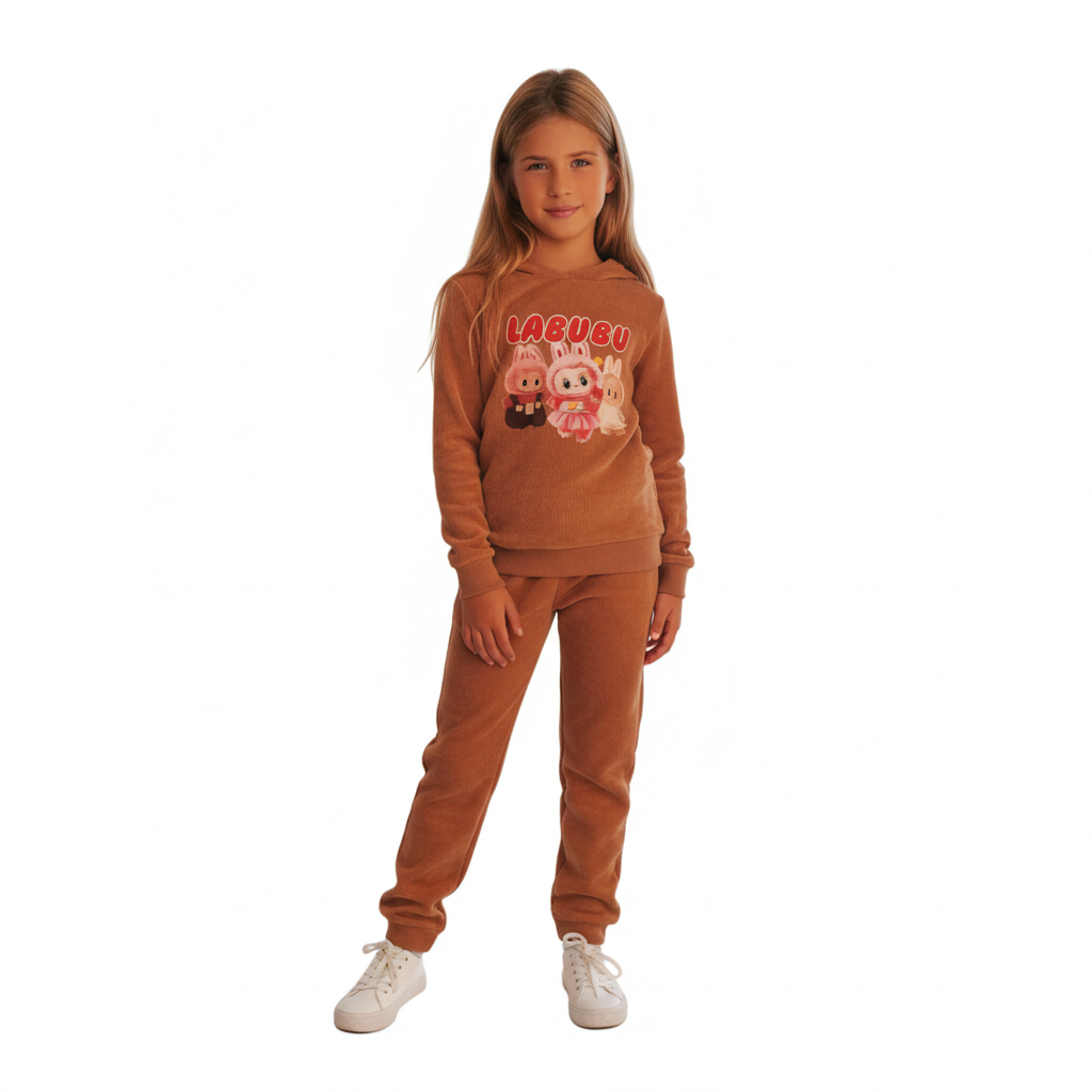 ensemble survêtement premium en velours ultra doux pour petite fille 🎀 look cocooning tendance avec motifs colorés - idéal pour l&