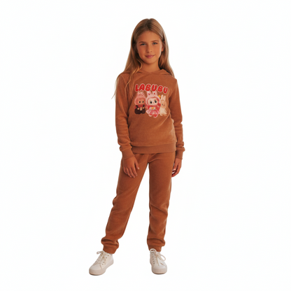 ensemble survêtement premium en velours ultra doux pour petite fille 🎀 look cocooning tendance avec motifs colorés - idéal pour l&