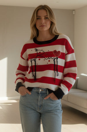 POPUP 99226 PULL A LARGE RAYURES MOTIFS STRASS