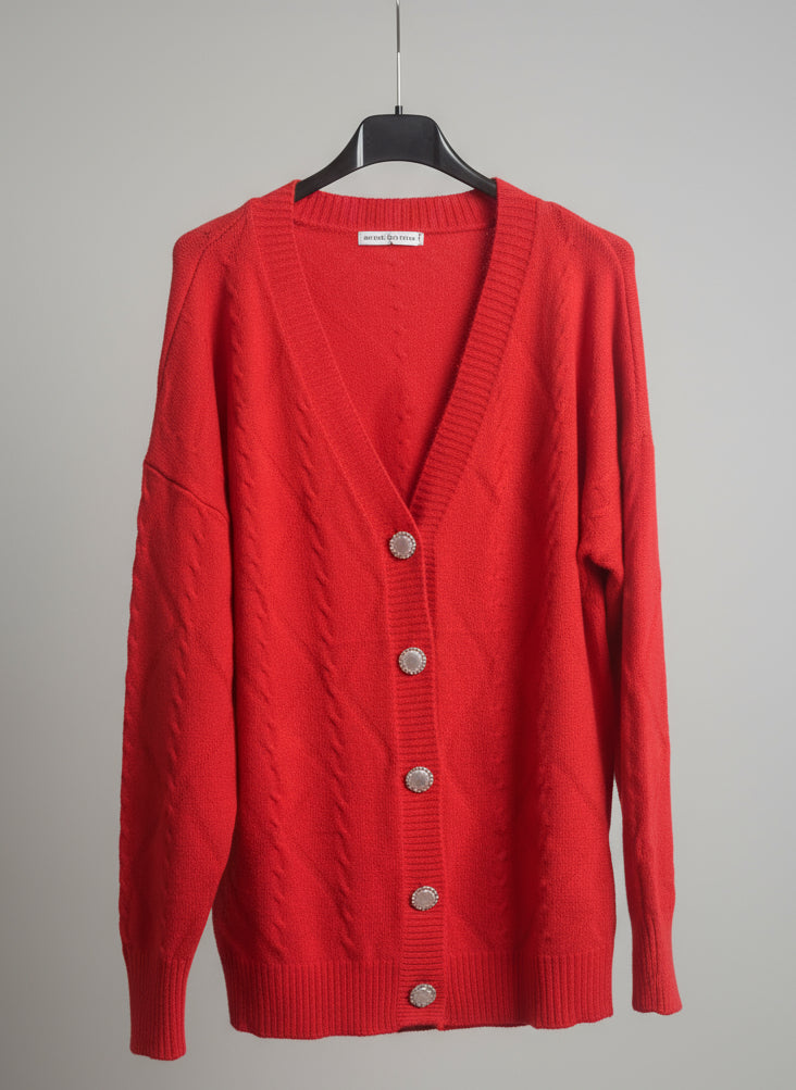 POPUP 60023 GILET ROUGE ORNÉ DE JOLIE BOUTONS