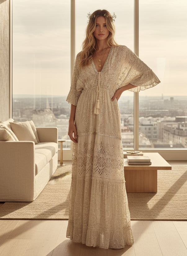 POPUP 0105 ROBE BOHÈME PERLES ET SEQUINS