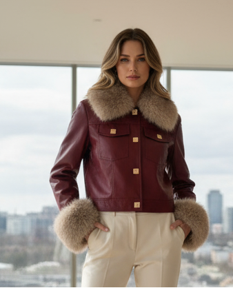 POPUP 82058 BLOUSON SIMICUIR FOURRURE AMOVIBLE
