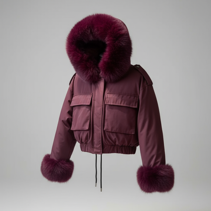 POPUP  8753 DOUDOUNE CAPUCHE FOURREE AINSI QUE LE BAS DES MANCHES