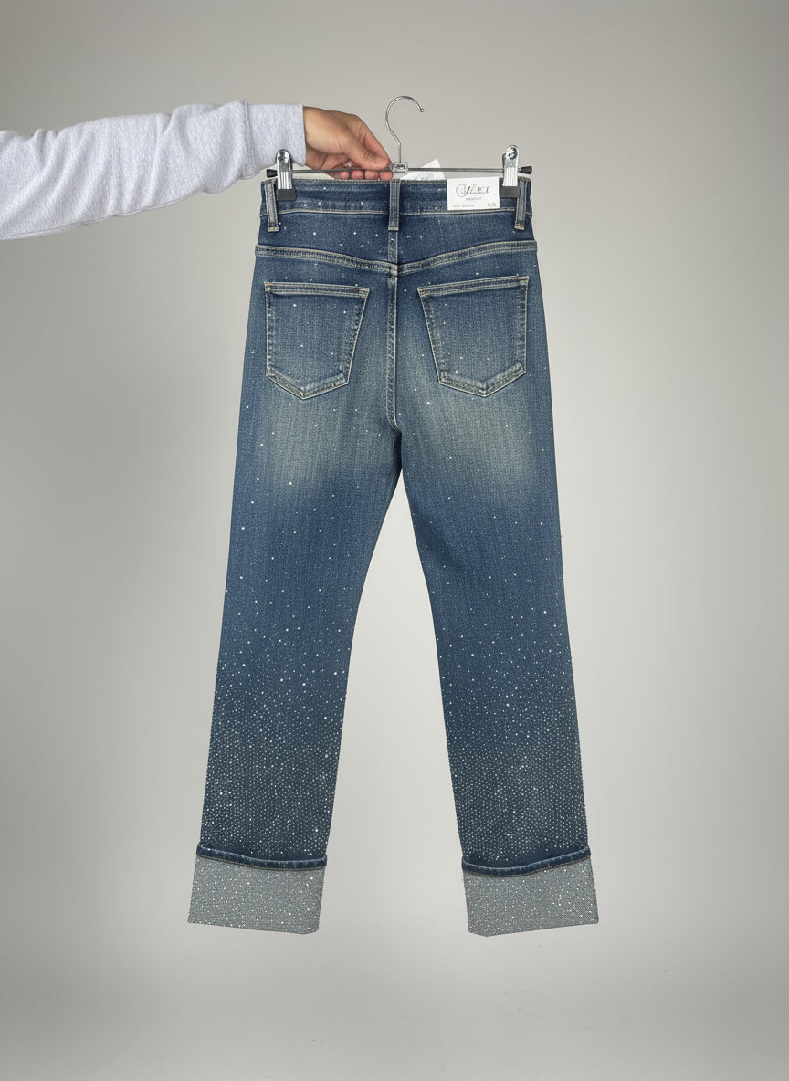1197 1193 JEANS STRASS TAILLE HAUTE STRECH