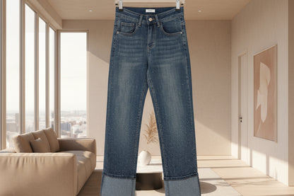 1197 1193 JEANS STRASS TAILLE HAUTE STRECH