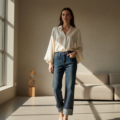 1197 1193 JEANS STRASS TAILLE HAUTE STRECH